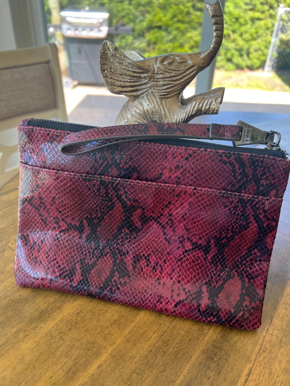 Aimee Kestenberg -Red Snake-Print Wristlet Clutch - Sleek Women's Evening Bag